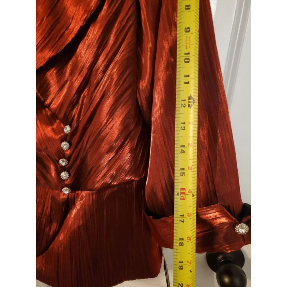 J.R Nites Women 20W Plus Size top Red New with Tags Zipper closure - Picture 8 of 10